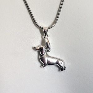 Sterling Silver Dachshund dog 925 necklace💝